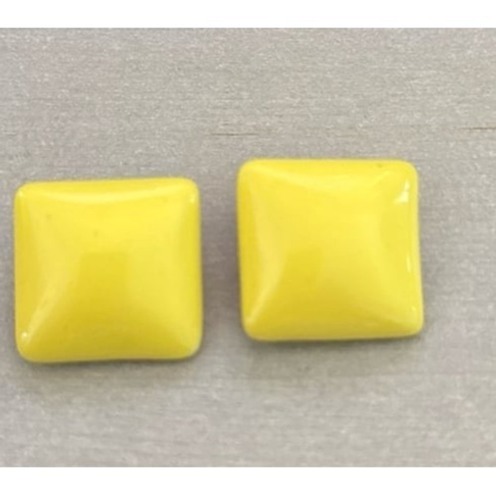 Square‎ Yellow Mod Plastic Clip On Earrings